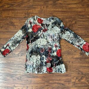 Y2K Mesh Floral Top